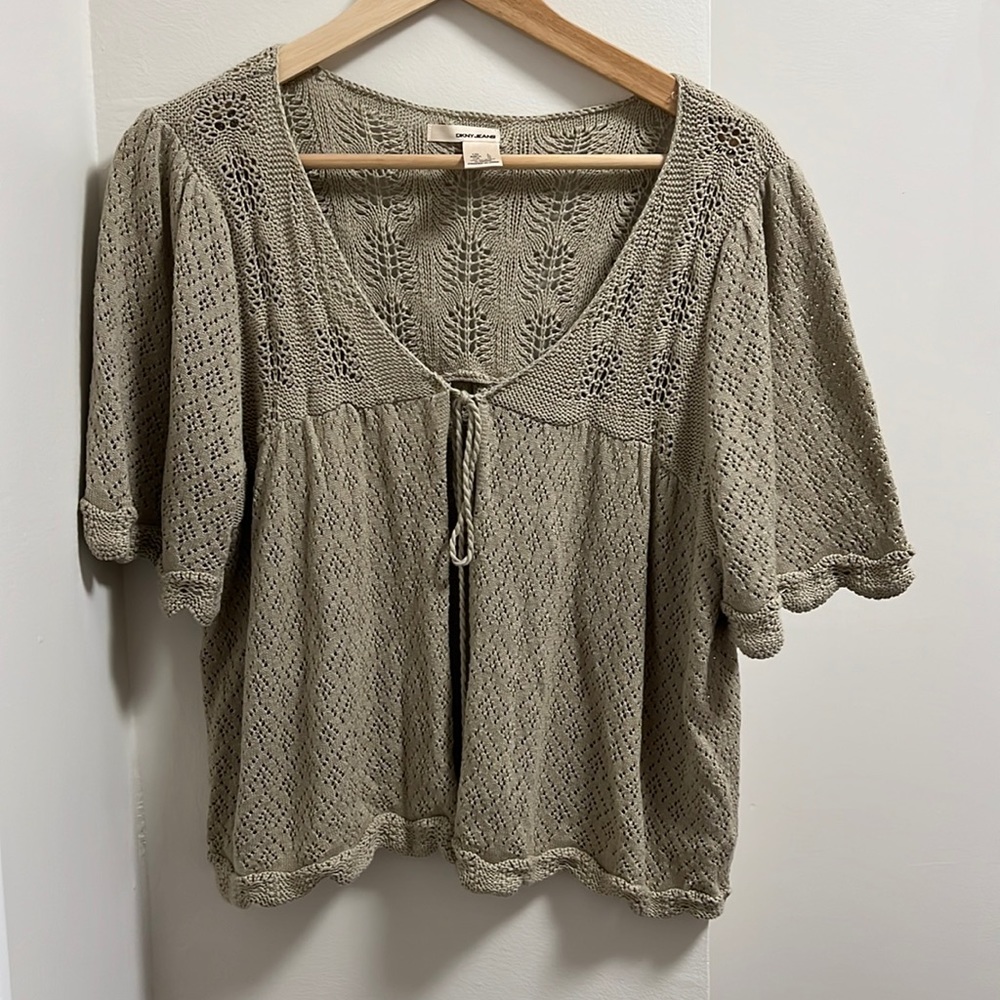 Vintage Knit Sweater with tie and beautiful stitching!
